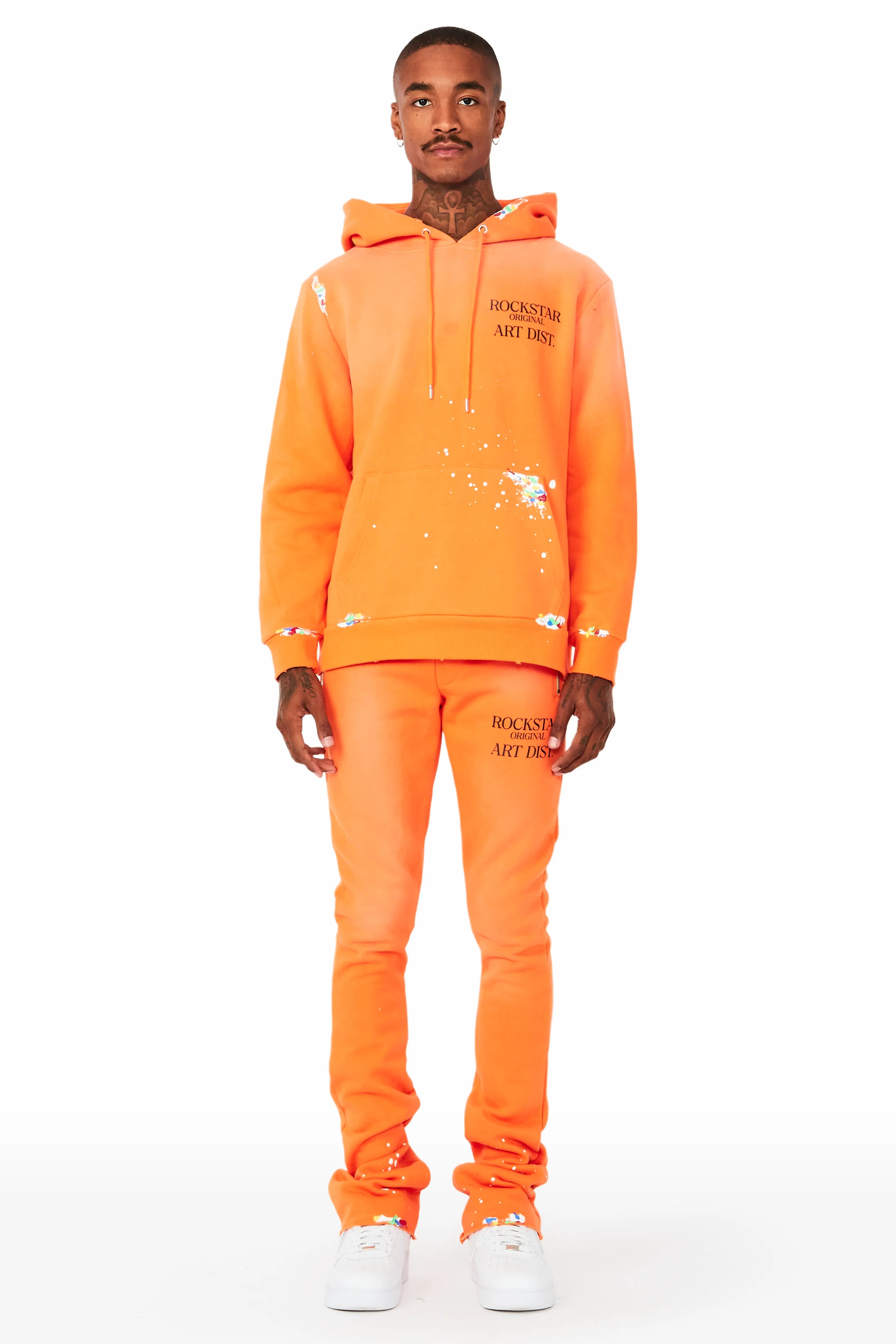 Rockstar Art Dist. Orange Hoodie/Stacked Flare Set