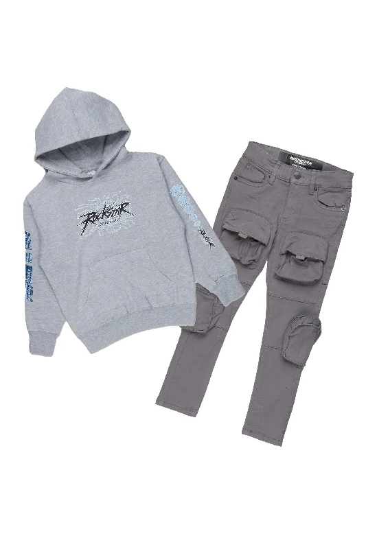 Boys Race Heather Grey Hoodie/Jean Set