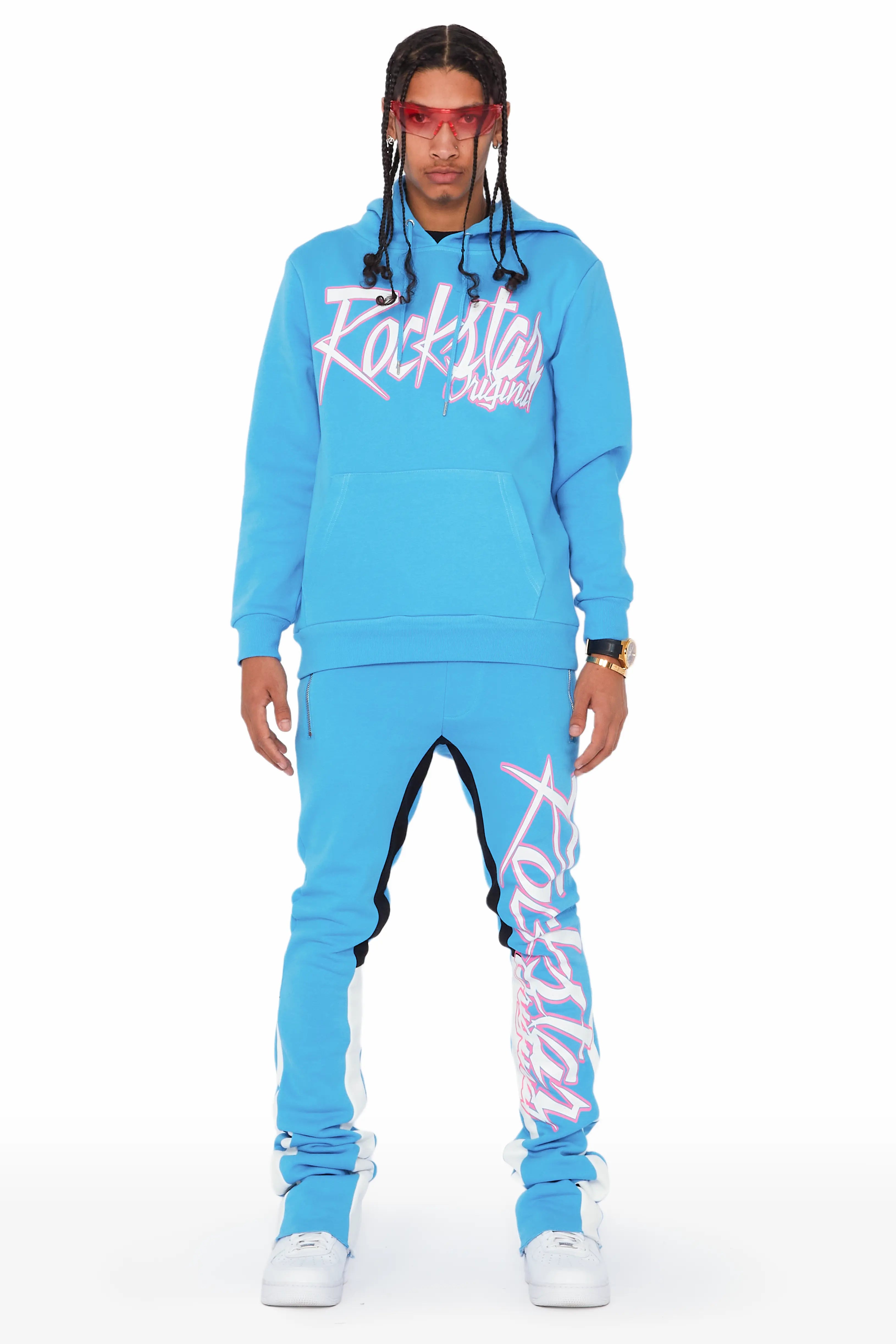 Kalibre Blue Hoodie/Stacked Flare Pant Set