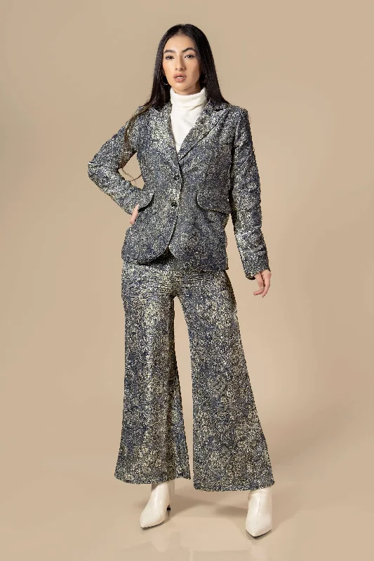 Vintage Paisley Velvet Co-Ord Sets for Women