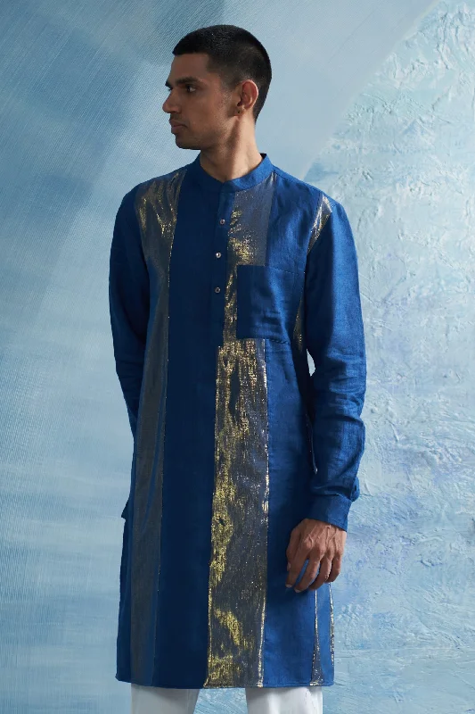 Aura Royal Blue Stripe Kurta Set