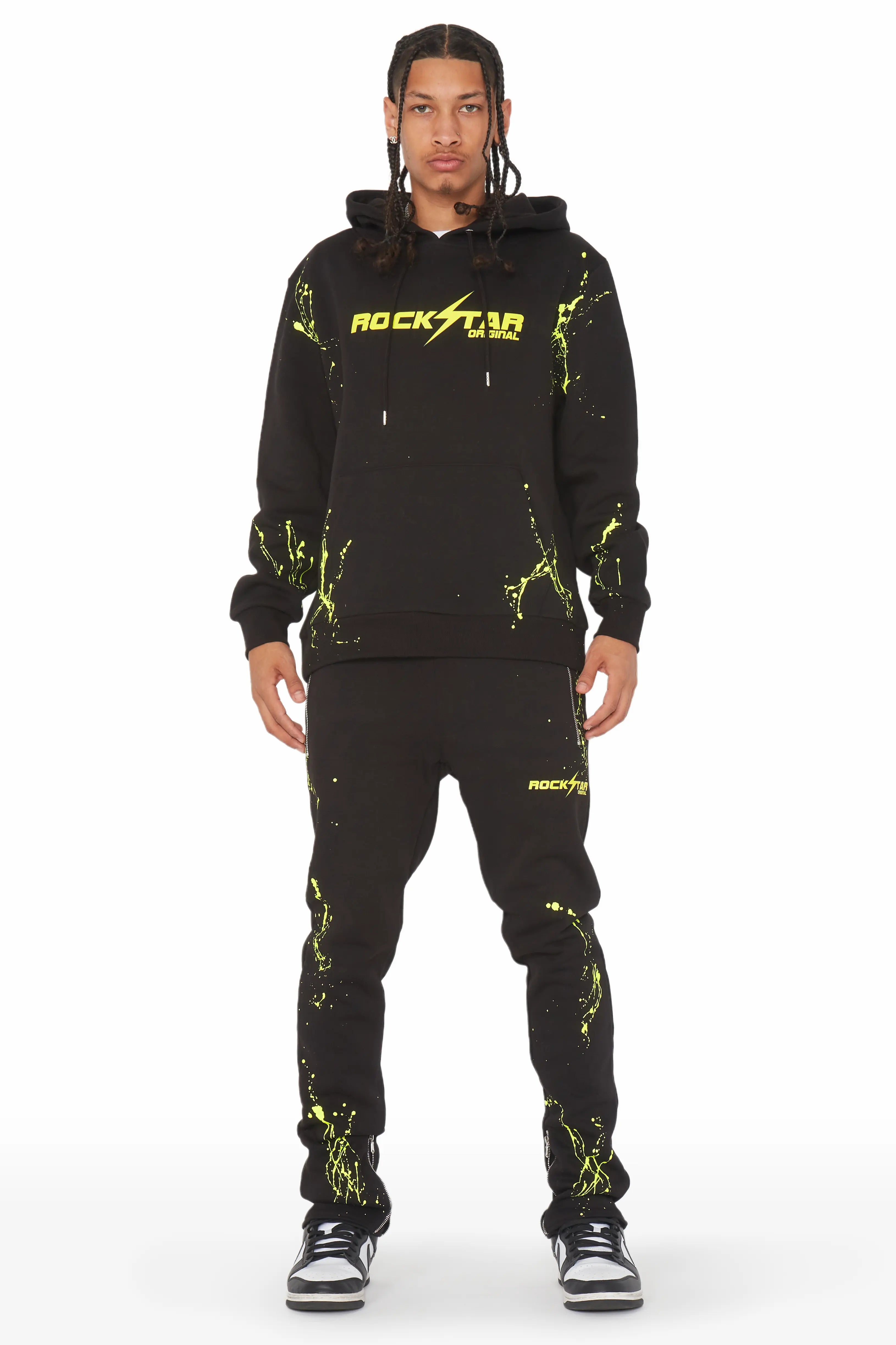 Rune Black/Yellow Slim Fit Track Set