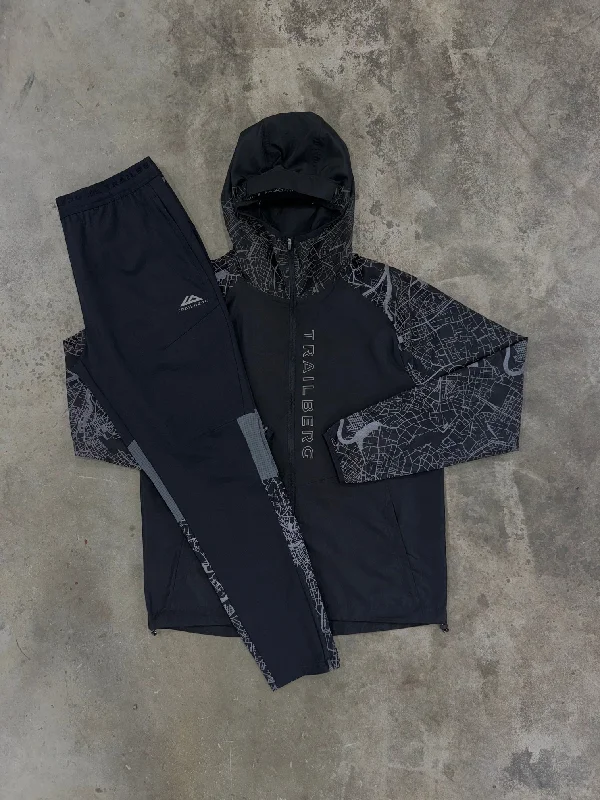 Trailberg Geneva Black Tracksuit - Windbreaker / Pant