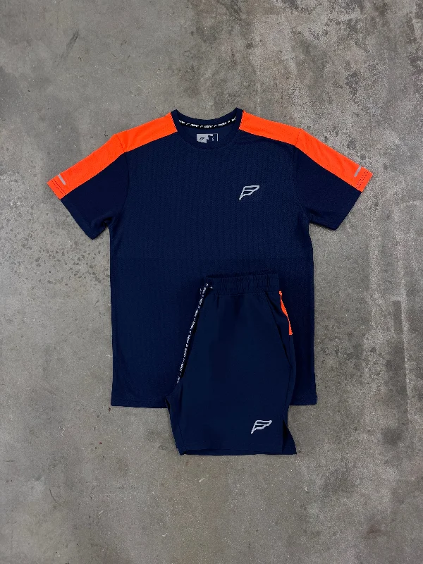 Frequency Navy / Orange Perform Pro Set - T Shirt / Shorts