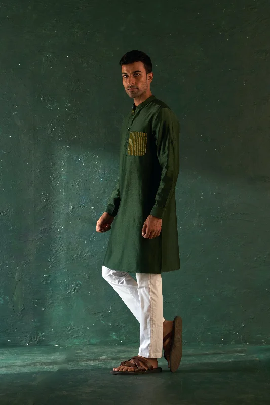 Midas Deep Green Kurta With Pant - Set of 2