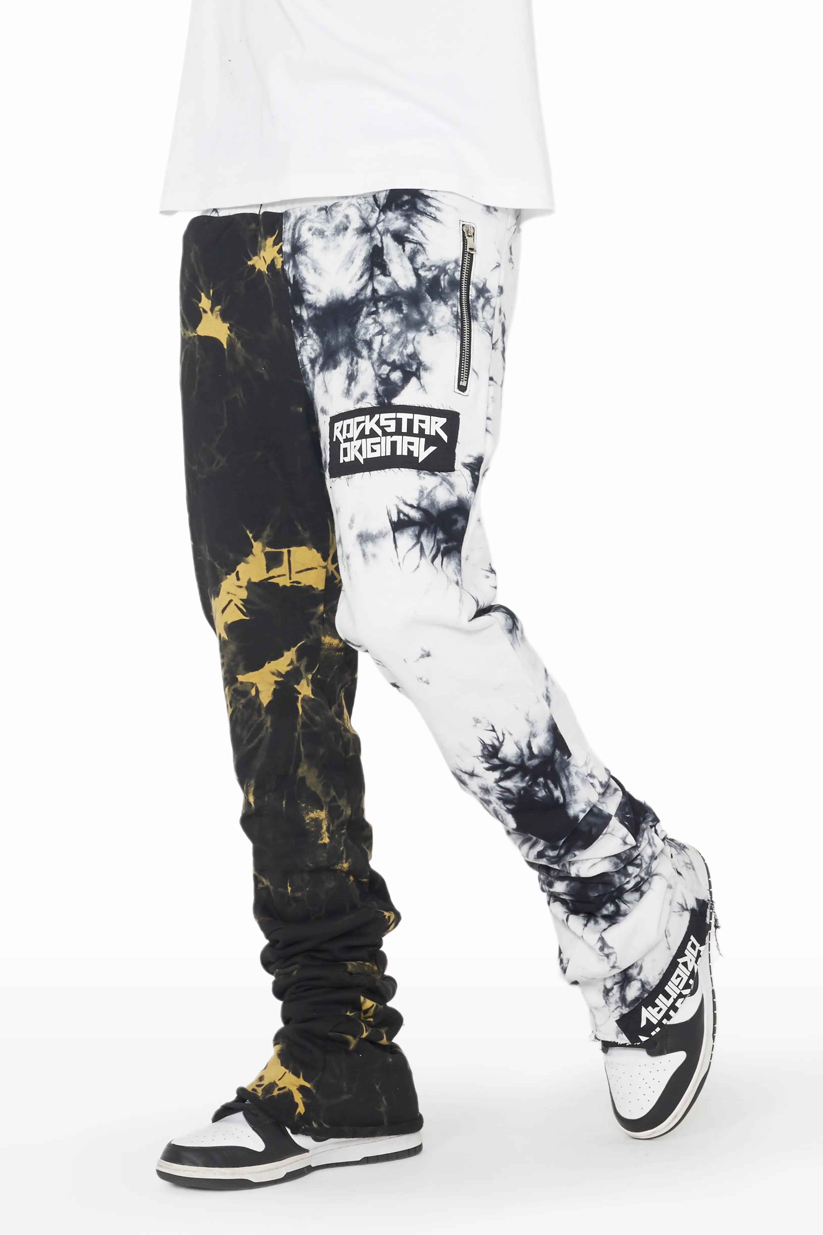 Braxx Grey/Yellow Super Stacked Flare Track Pant