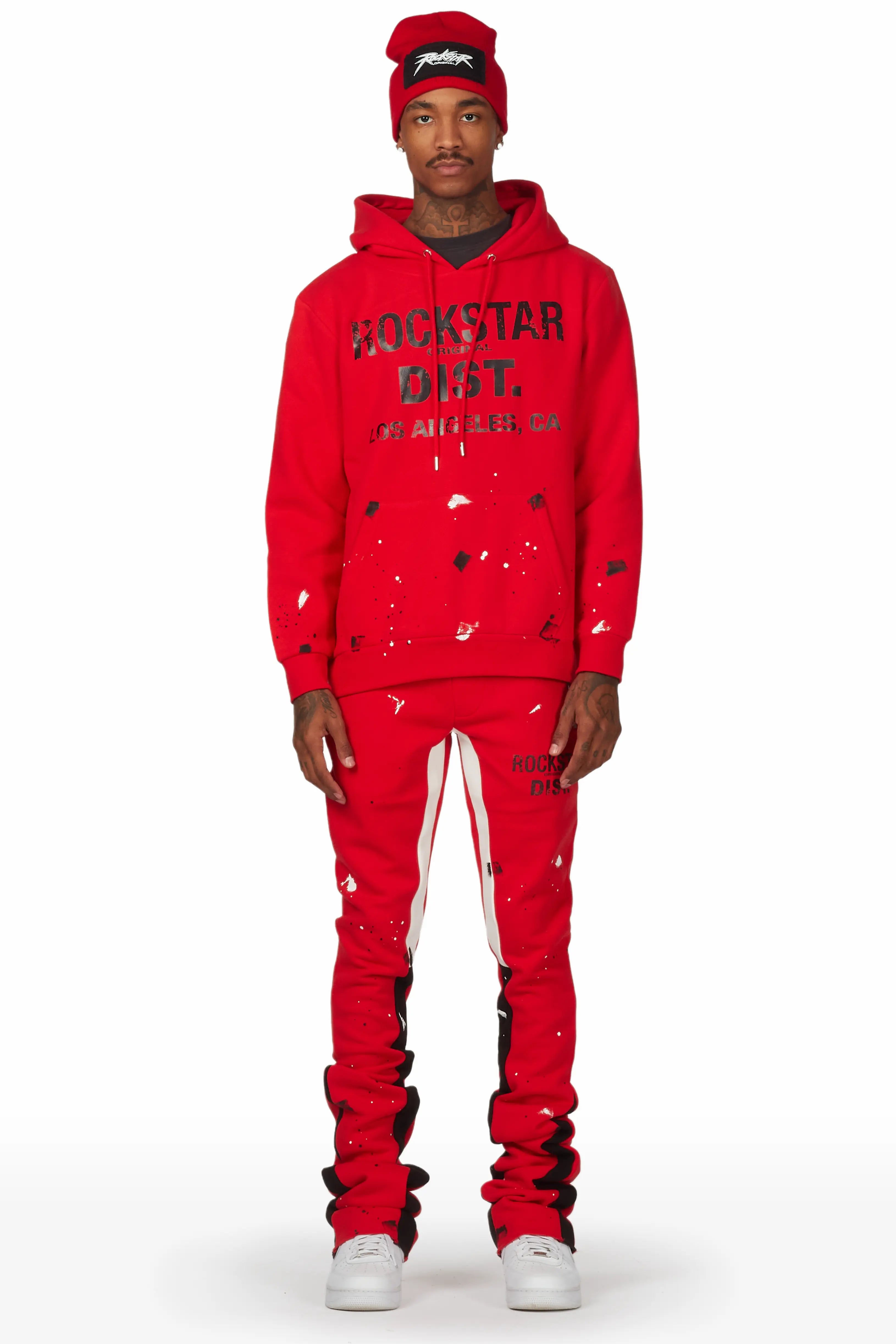 Scottie Red Hoodie Super Stacked Flare Track Set