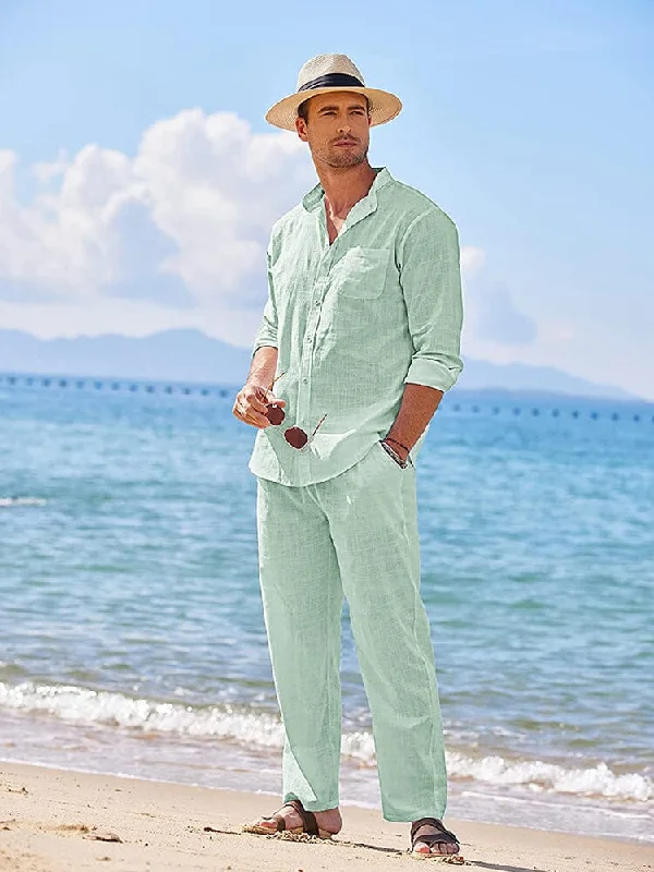 Casual Pure Cotton Beach Shirt Sets (US Only)