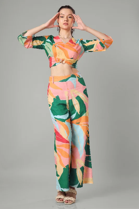 Trendy O Ring Abstract Co-Ord Set For Women