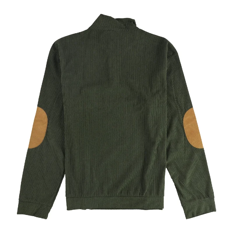 Tags Weekly Mens Corduroy High Neck Henley Sweater, Green, Large