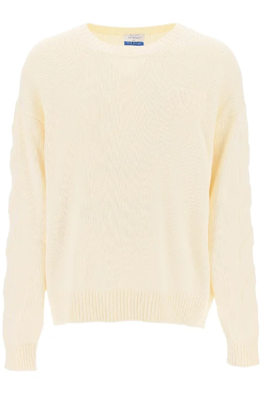 Off-White Men's Sweater With Embossed Diagonal Motif