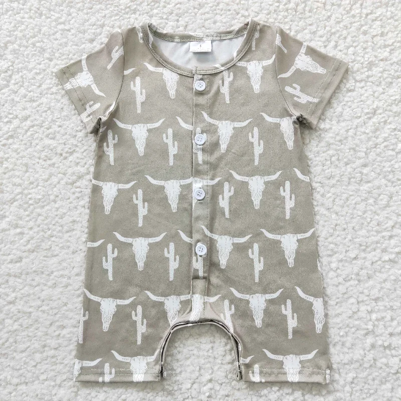 SR0258 Highland Cow Boys Short Sleeve Romper