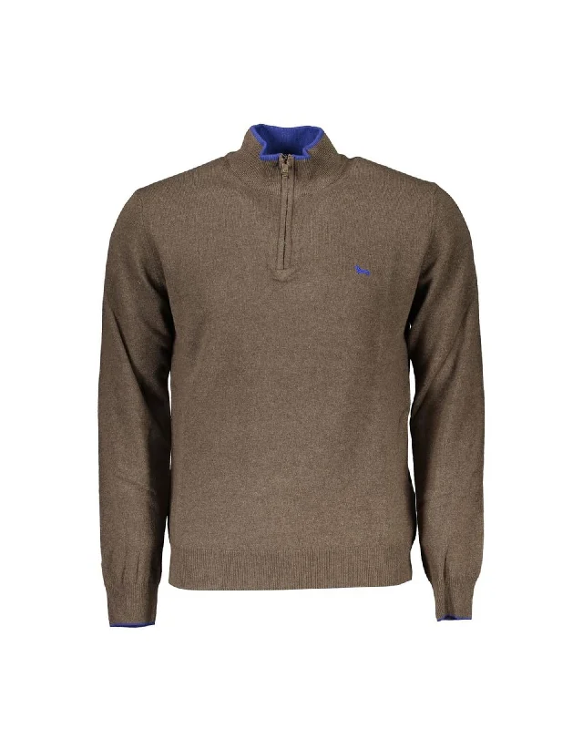 Harmont & Blaine  Men's Brown Half-Zip Cotton Sweater