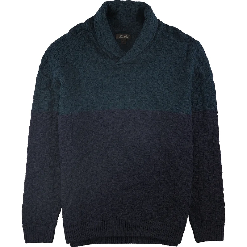 Tasso Elba Mens Cable Knit Sweater, Green, Small