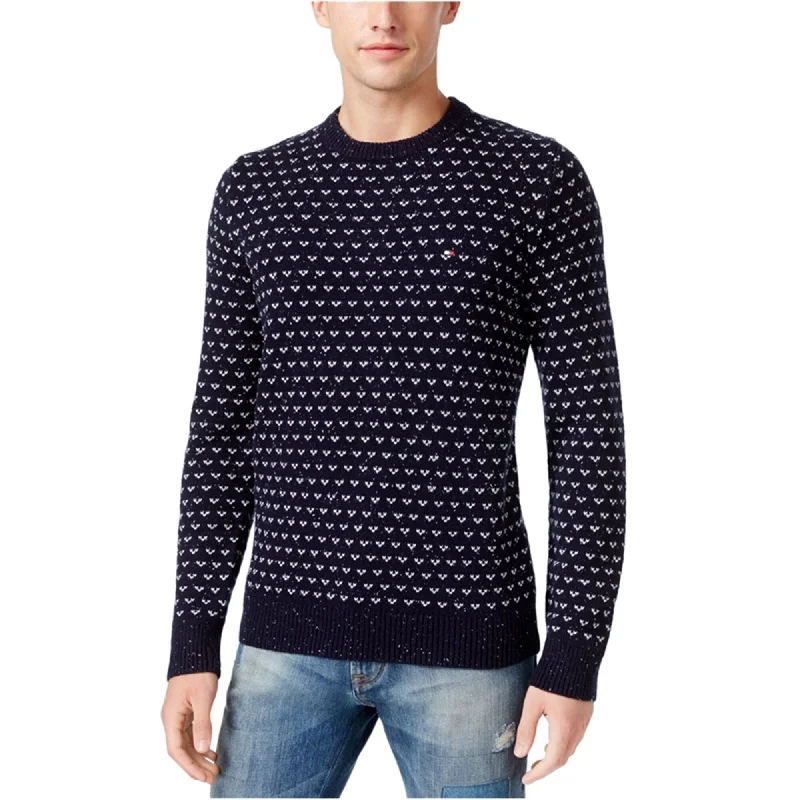 Tommy Hilfiger Mens Geometric Pullover Sweater, Black, Large