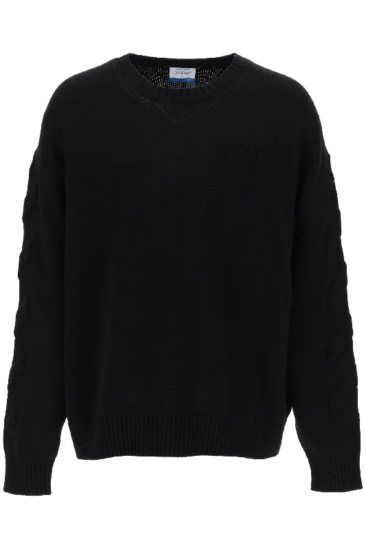 Off-White Men's Sweater With Embossed Diagonal Motif