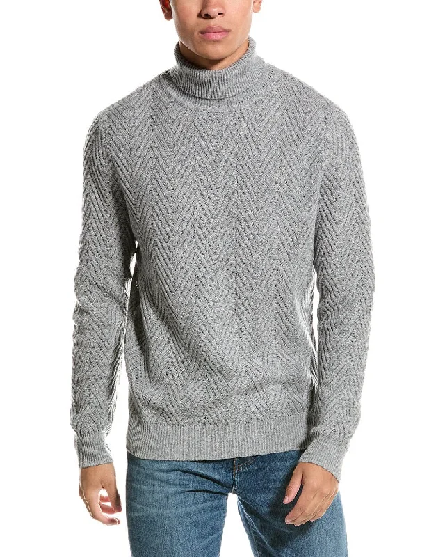 Kier+J Chevron Knit Wool & Cashmere-Blend Turtleneck Sweater