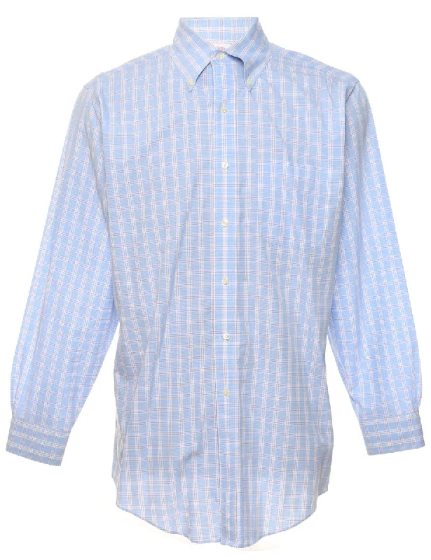 Brooks Brothers Checked Light Blue Shirt - L