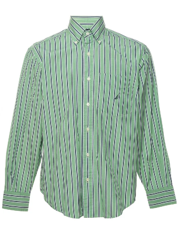 Nautica Striped Navy & Green Shirt - S