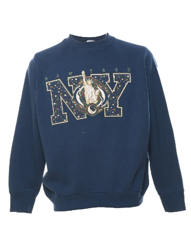 New York Printed Navy Sweatshirt - L