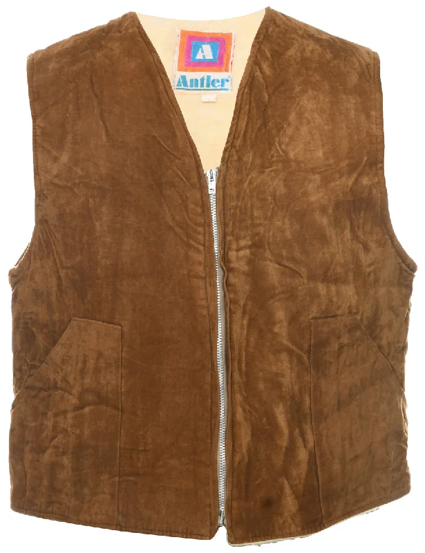 Suede Shearling Waistcoat - L