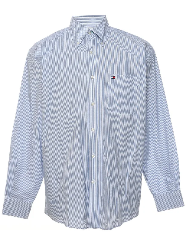 Tommy Hilfiger Striped Light Blue & White Shirt - M