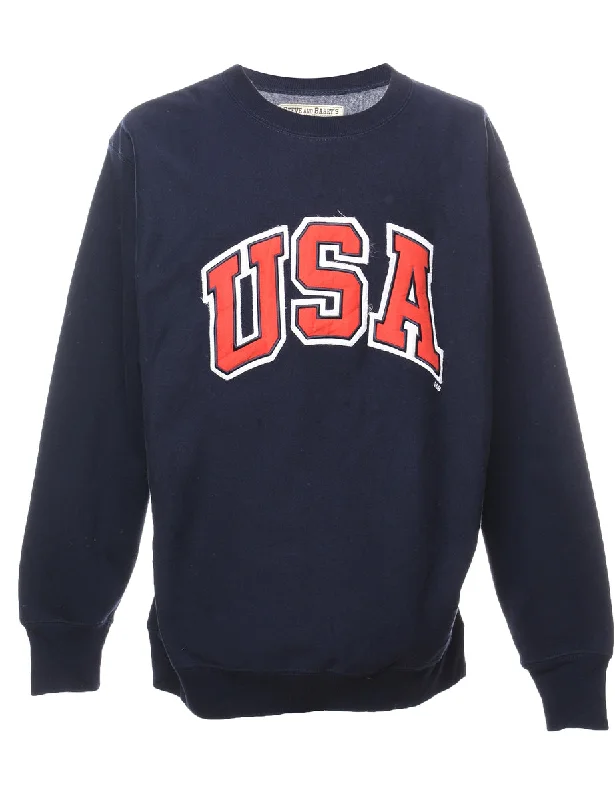 USA Navy & Orange Appliqued Sweatshirt - L