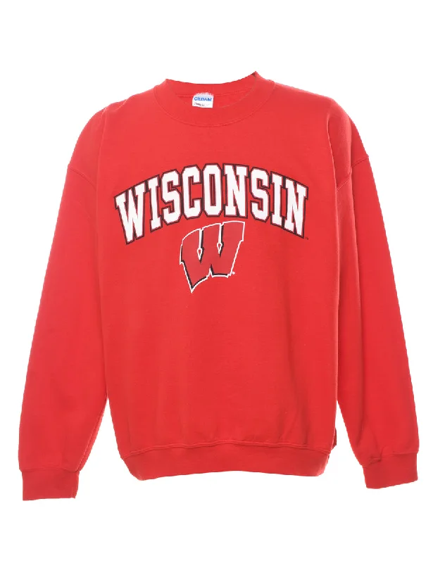 Wisconsin Badgers Football Red Sports Sweatshirt - L