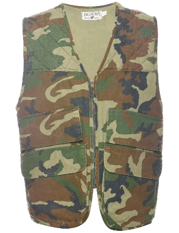 Woodland Camouflage Design Waistcoat - XL