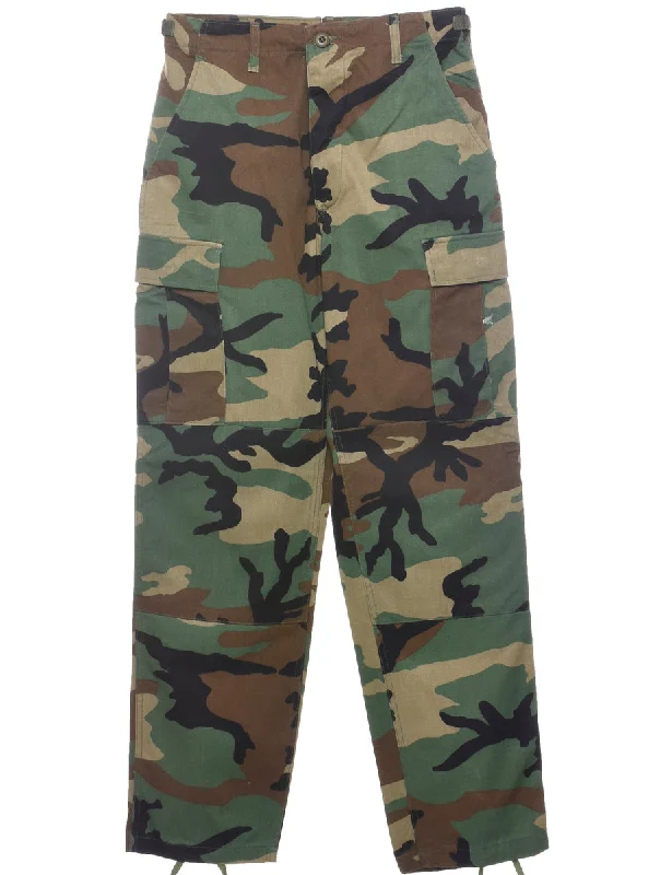 Woodland Camouflage Print Cargo Trousers - W29 L32