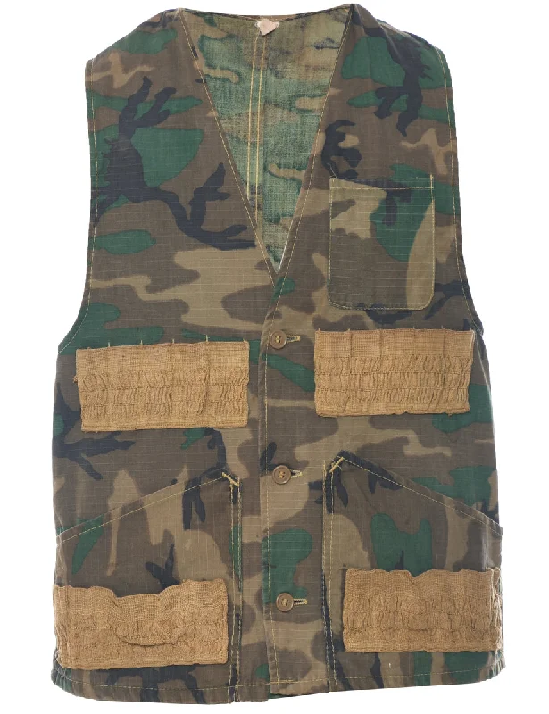 Woodland Camouflage Print Waistcoat - S