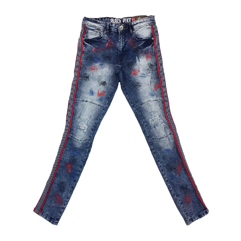 Black Pike Painted Stripe Jean (Medium Blue)