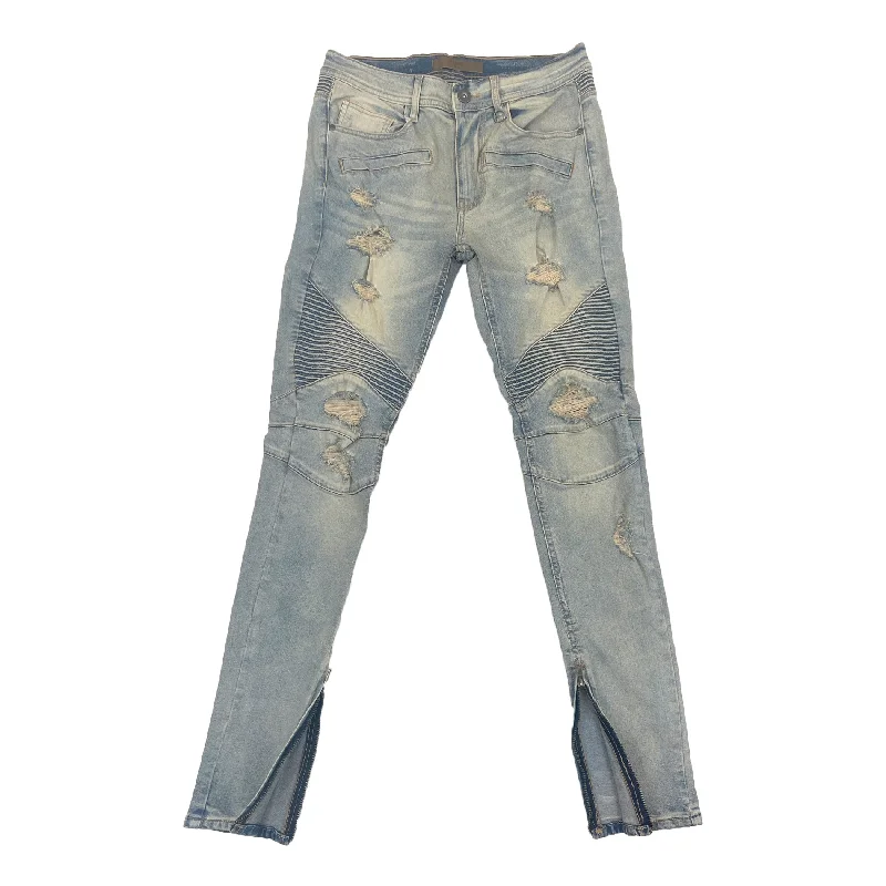 KDNK Destroyed Moto Ankle Zip Jean (Medium Vintage)