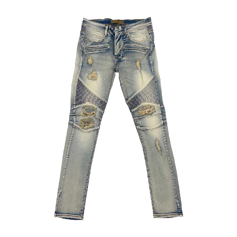 KDNK Destroyed Moto Denim Pant (Vintage Medium Blue)