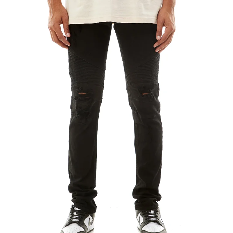 KDNK Destroyed Moto Denim Pant (Jet Black)