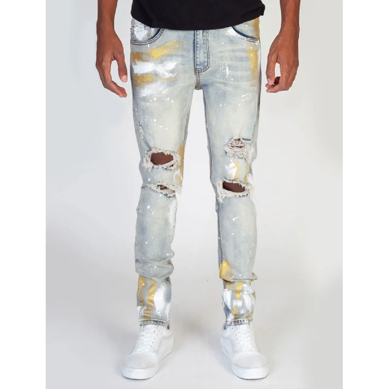 KDNK Painted Ripped Denim Jean (Blue)