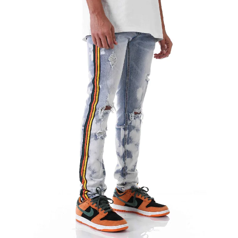 KDNK Tri-Striped Bleached Jean (Medium Blue)