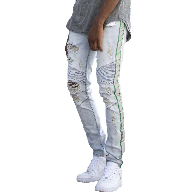 KDNK Side Stripe Biker Denim Jean (Blue)