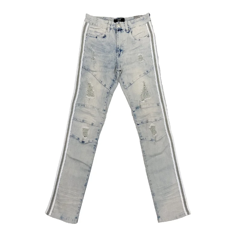 OPS Stripe Biker Jean (Bleached Blue/Grey)