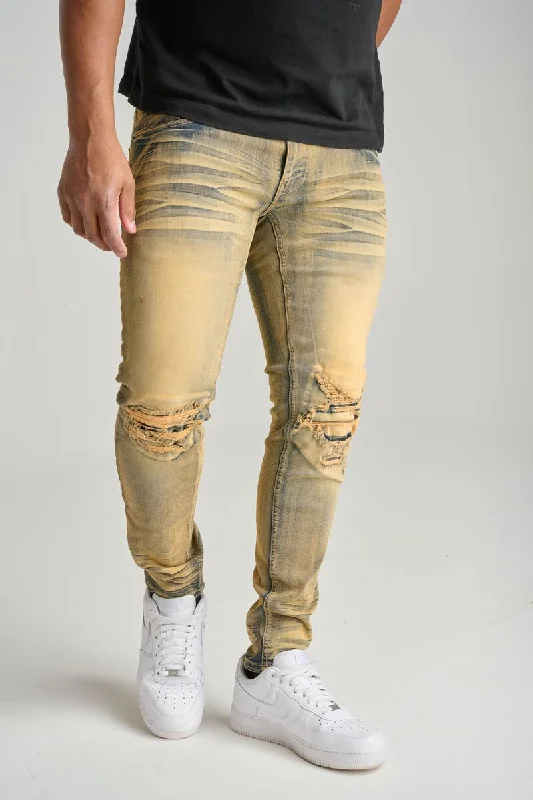 Spark 3D Crinkle & Cut Rip/Repair Stretch Jean (Desert)