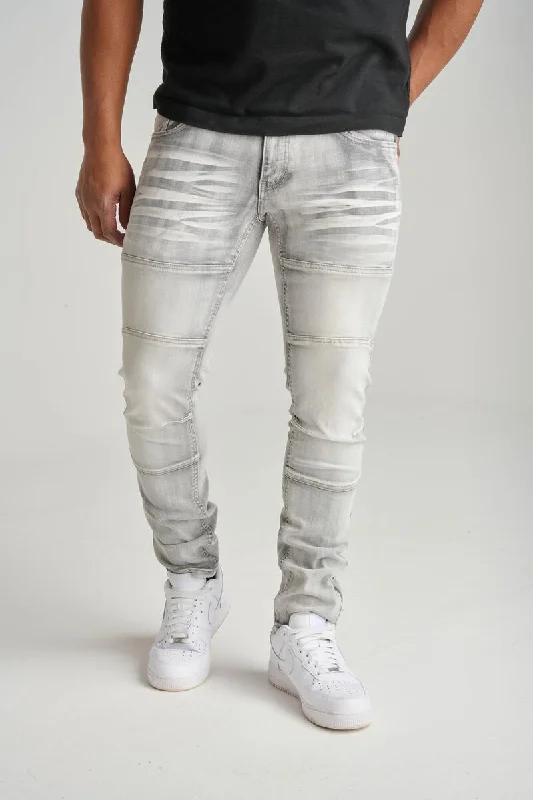 Spark 3D Crinkle & Cut Stretch Jean (Grey)