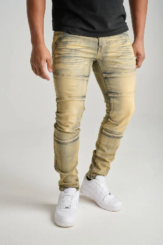 Spark 3D Crinkle & Cut Stretch Jean (Taupe)