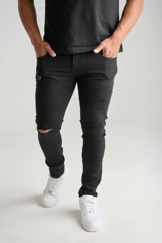 Spark Ripped Twill Jean (Jet Black)