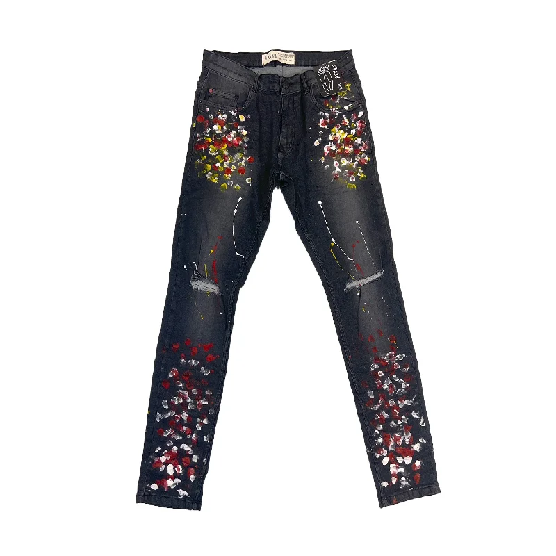 Spark Paint Ripped Jean (Black)