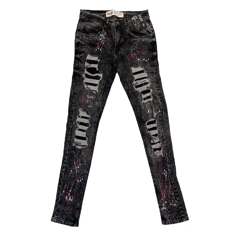 Spark Paint Ripped Jean (Black)