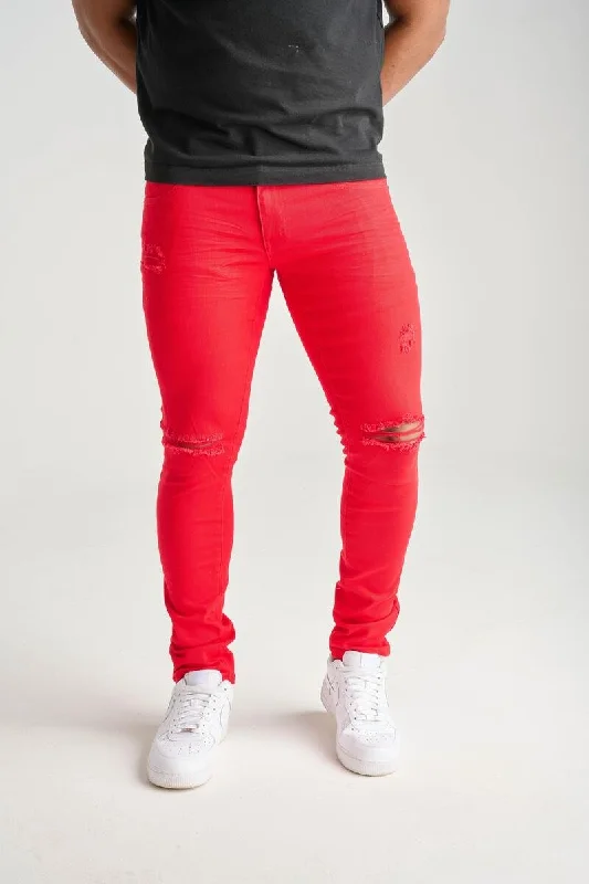 Spark Ripped Twill Pant (Red)