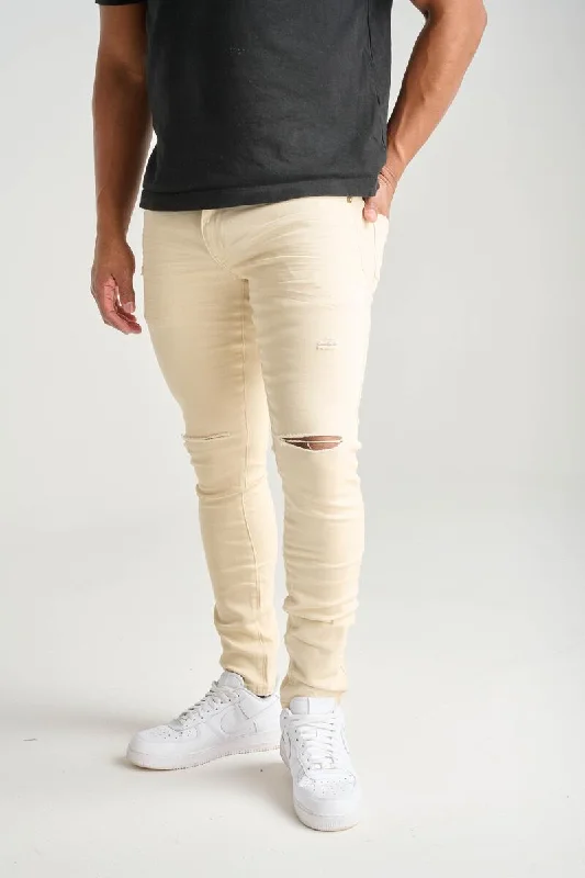 Spark Ripped Twill Jean (Bone)