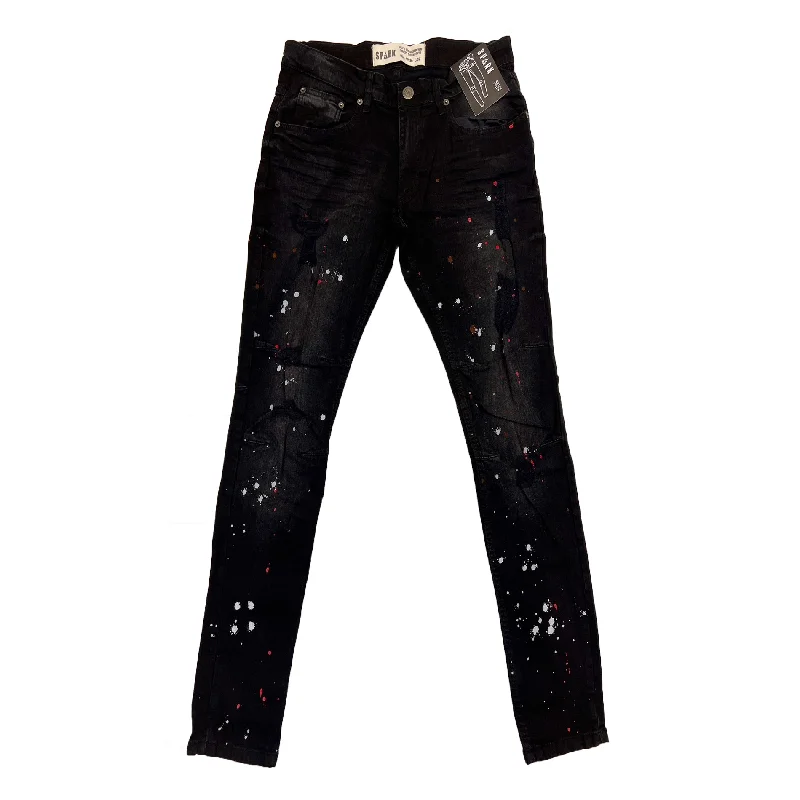 Spark Ripped Paint Jean (Black Sand)