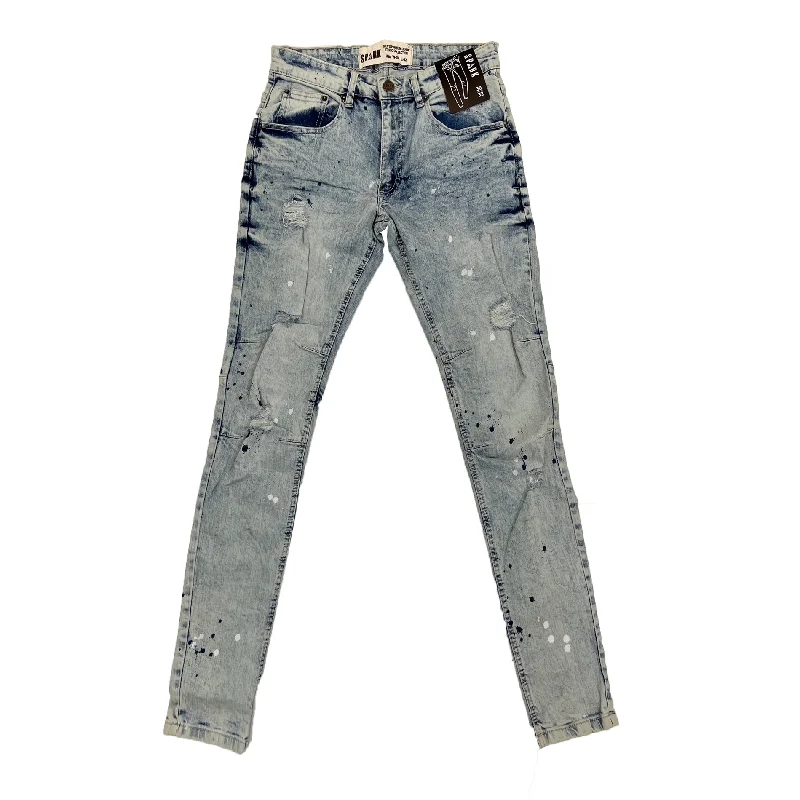 Spark Ripped Paint Jean (Ice Blue)