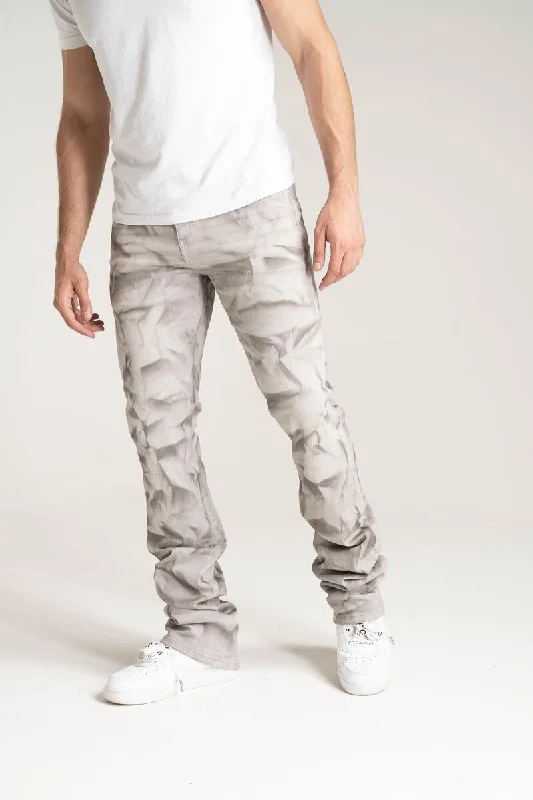 Taker Stretch Stacked Pant with Special Wash Effect (Grey)